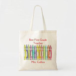 Tote Bag Meilleur enseignant couleur Crayon illustration Ar