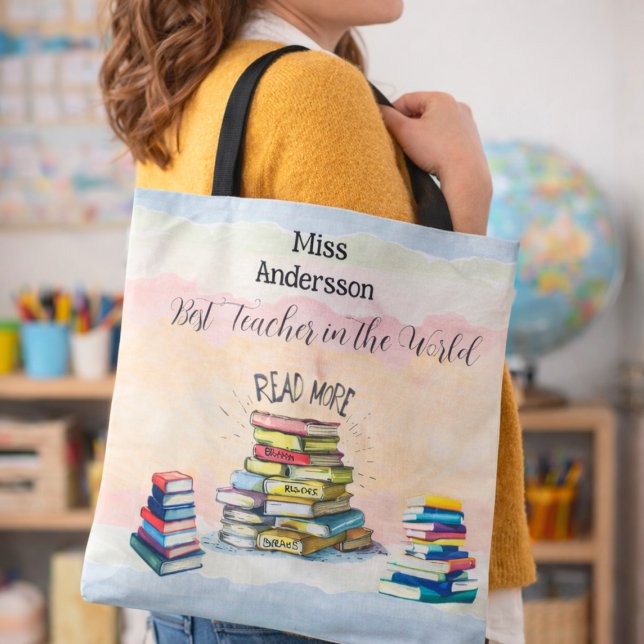 Tote Bag Meilleur enseignant dans le monde de l'illustratio (Créateur téléchargé)