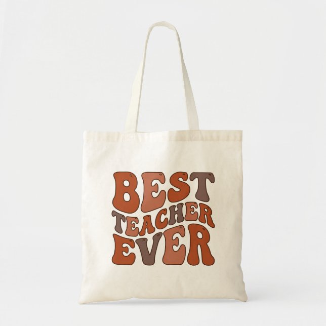 Tote Bag Meilleur Enseignant de Tous les Temps – Design Rét (Devant)