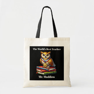 Tote Bag Meilleur Enseignant du monde ajouter le nom