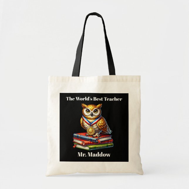 Tote Bag Meilleur Enseignant du monde ajouter le nom (Devant)