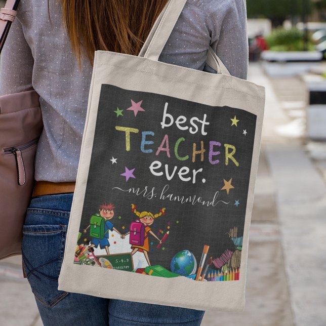 Tote Bag Meilleur Enseignant Jamais | Cadeau d'appréciation (Créateur téléchargé)