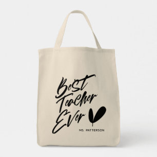 Tote Bag Meilleur Enseignant jamais moderne Script noir Nom