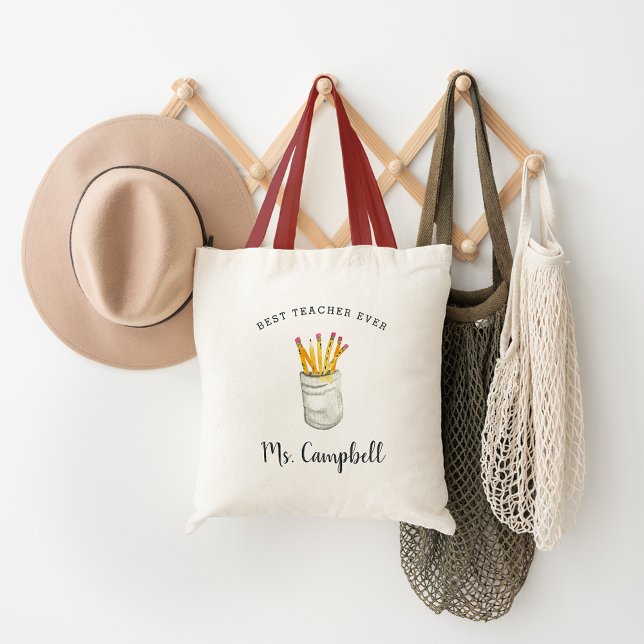Tote Bag Meilleur enseignant jamais | Personnalisé (Créateur téléchargé)