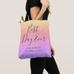 Tote Bag Meilleur Jour Jamais Élégant Rainbow Pastel<br><div class="desc">Best Day Ever Mariage Modern Girly Sparkle et Parties scintillant Gold, violet et rose Rainbow Pastel sac de fête qui sont parfaits pour un Mariage extraordinaire ou un cadeau de Fête des mariées. Ce sac de fête est parfait pour un cadeau Mariage de Fête des mariées. Si vous avez besoin...</div>