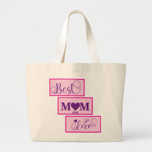 Tote Bag MEILLEUR MOM PERSONNALISÉ JAMAIS 15 Script Grand F
