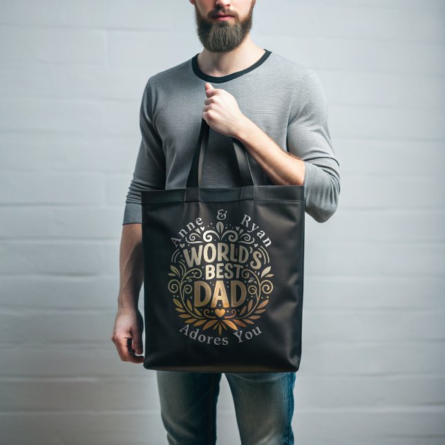 Tote Bag Meilleur papa du monde - Cadeau de père personnali (Créateur téléchargé)