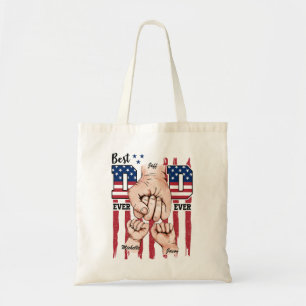 Tote Bag Meilleur Papa Jamais - Fist Bump USA Drapeau - 2 E