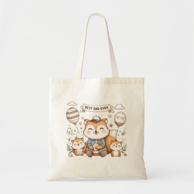 Tote Bag Meilleur papa jamais mignon renards (Devant)
