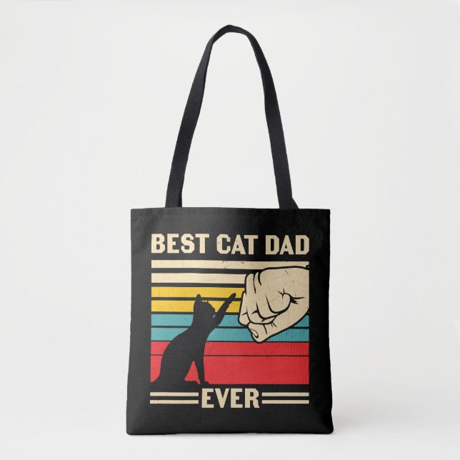 Tote Bag Meilleur père de chat jamais (Devant)