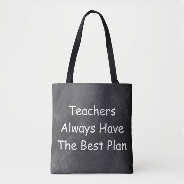 Tote Bag Meilleur plan des enseignants Chalkboard Design Id (Devant)