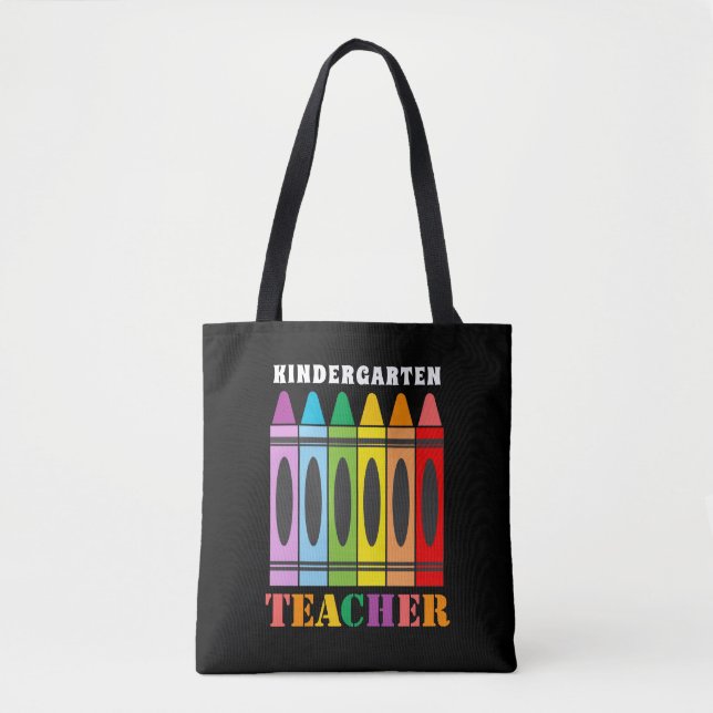 Tote Bag Meilleur professeur de maternelle au monde Rainbow (Devant)
