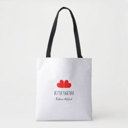 Tote Bag MEILLEURE ENSEMBLE des coeurs rouges avec vos noms