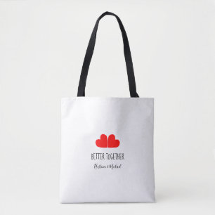 Tote Bag MEILLEURE ENSEMBLE des coeurs rouges avec vos noms