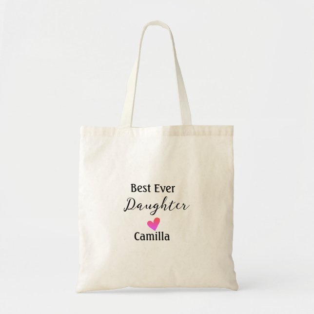 Tote Bag Meilleure fille ajouter nom papa maman fille fille (Devant)