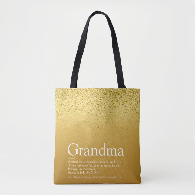 Tote Bag Meilleure Grand-mère, Définition Grand-mère Paille (Devant)