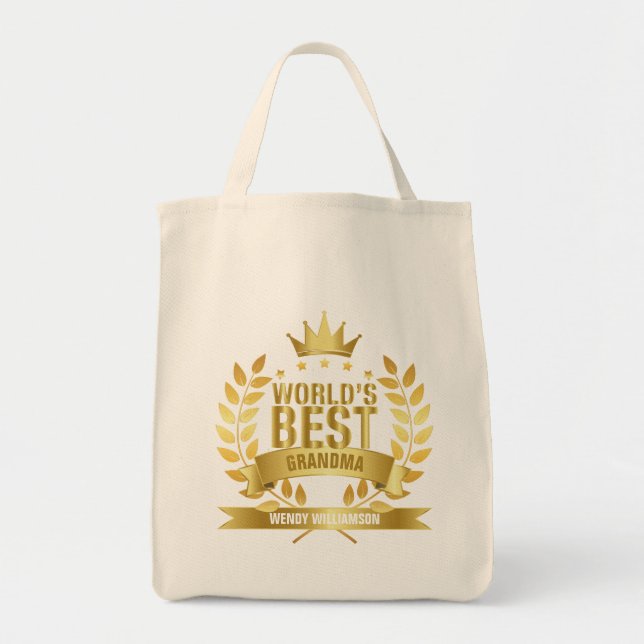 Tote Bag Meilleure grand-mère du monde, Grand-mère Gold (Devant)