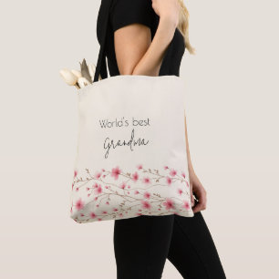 Tote Bag Meilleure grand-mère du monde - Pastel Floral Pers