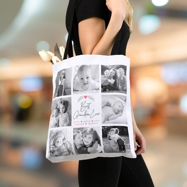 Tote Bag Meilleure Grand-mère Moderne Écriture 8 Collage Ph (Créateur téléchargé)