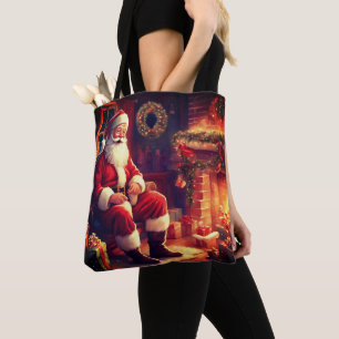 Tote Bag Meilleure grand-mère Père Noël Au Foyer Red
