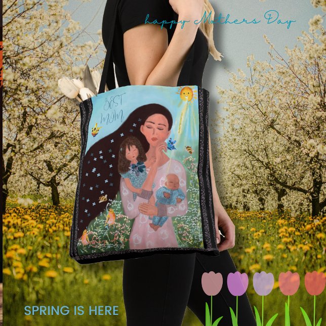 Tote Bag Meilleure illustration de maman mignonne (Best Mom Cute Illustration Tote Bag)