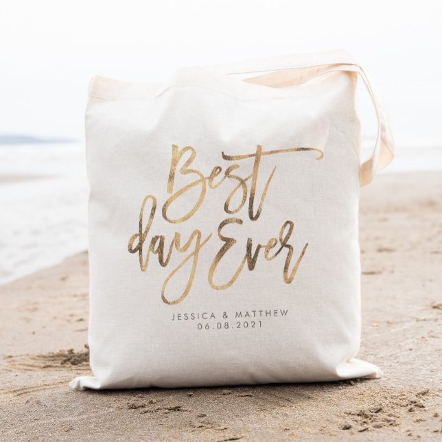 Tote Bag Meilleure journée d'or Mariage personnalisé (Créateur téléchargé)