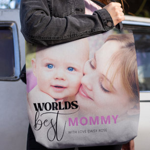 Tote Bag Meilleure Maman au Monde Photo Personnalisée