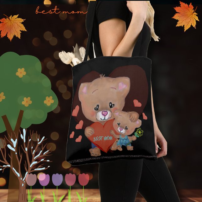 Tote Bag MEILLEURE MAMAN avec TEDDY (BEST MOM wiht TEDDY Tote Bag)