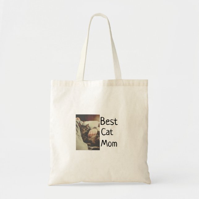 Tote Bag Meilleure maman chat papa ajouter chat photo nom c (Devant)