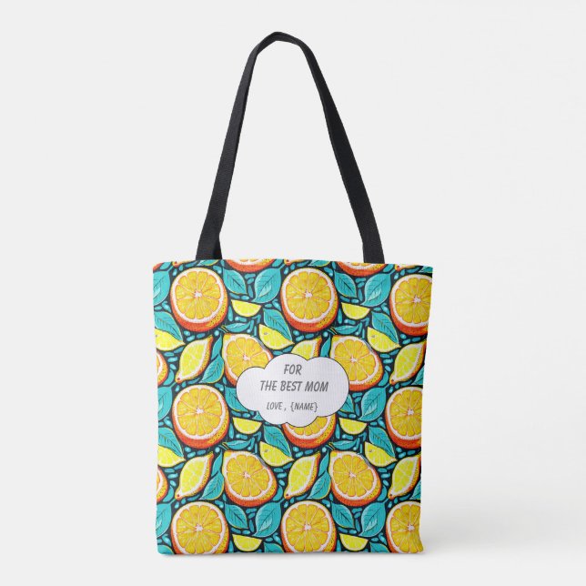 Tote Bag Meilleure Maman Citron  – Conception de citron per (Dos)