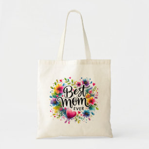 Tote Bag Meilleure Maman Coeurs et Fleurs