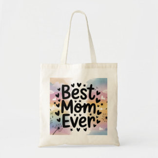 Tote Bag Meilleure maman colorée Toujours Aquarelle Coeurs