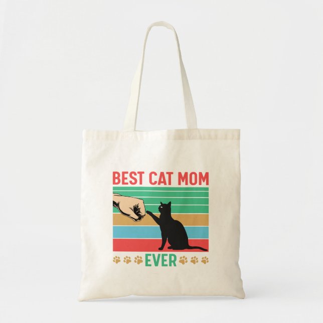 Tote Bag meilleure maman de chat | conception pour les amou (Devant)