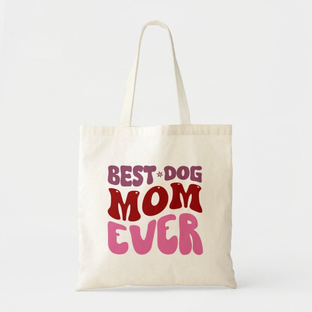 Tote Bag Meilleure maman de chien tendance jamais rétro (Devant)