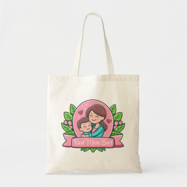 Tote Bag Meilleure Maman de tous les temps, Maman et Enfant (Devant)