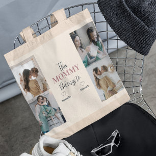Tote Bag Meilleure maman du monde - Photo du coeur et texte