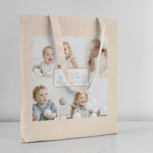 Tote Bag Meilleure Maman Ever 5 Collage Photo Personnalisé