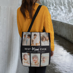Tote Bag Meilleure Maman Ever 6 Collage de Photos Personnal