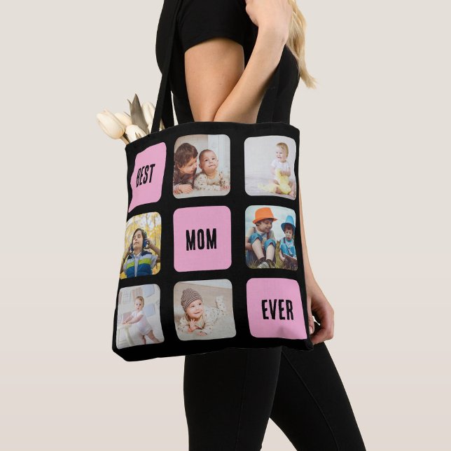 Tote Bag Meilleure maman Ever 6 photo personnalisée Collage (Créateur téléchargé)