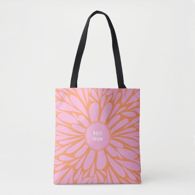 Tote Bag Meilleure maman florale éclat pastel orange rose (Devant)