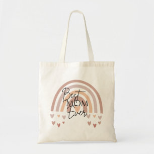 Tote Bag Meilleure maman jamais Boho Arc en ciel & Coeurs