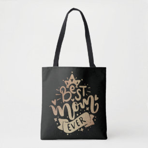 Tote Bag Meilleure Maman Jamais Citation Paillettes Dorées 