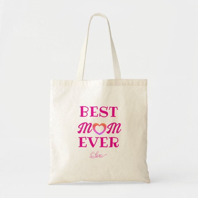 Tote Bag Meilleure maman Jamais mignonne Coeur Rose Mère's  (Devant)