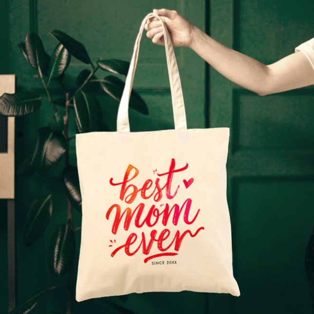 Tote Bag Meilleure Maman Jamais Moderne Chic Rouge Typograp (Créateur téléchargé)
