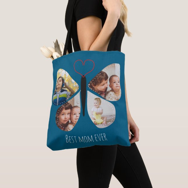 Tote Bag Meilleure maman jamais papillon photos personnalis (De près)