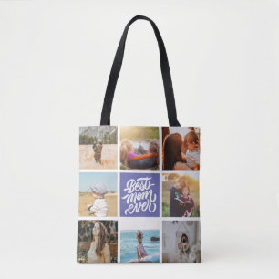 Tote Bag Meilleure maman Jamais personnalisée Collage photo