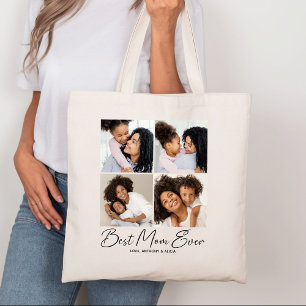 Tote Bag Meilleure maman Jour Script Photo Collage