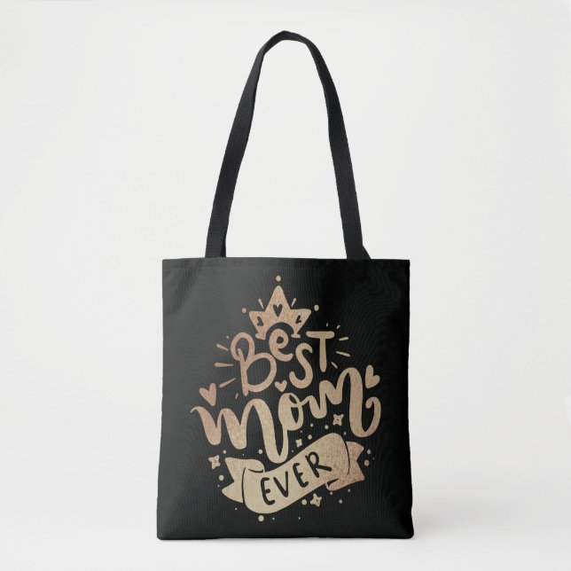 Tote Bag Meilleure Maman Parties scintillant d'or Citation  (Devant)