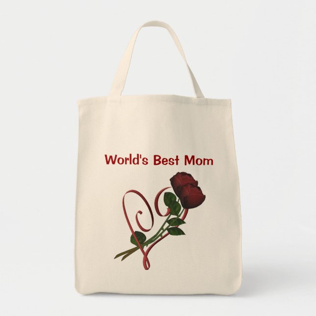Tote Bag Meilleure maman Rouge Roses Coeur (Devant)