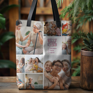 Tote Bag Meilleure Mémé Jamais Collage Photo Floral 9